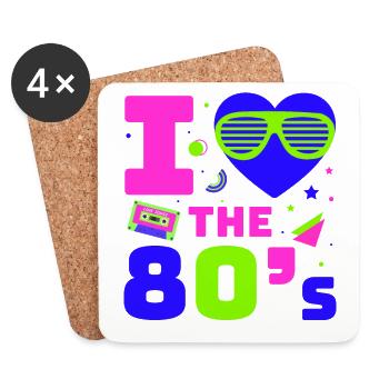 80er Jahre Retro KostümMottoparty Kostüm 90s Party - Untersetzer (4er-Set) - Weiß - Vorne