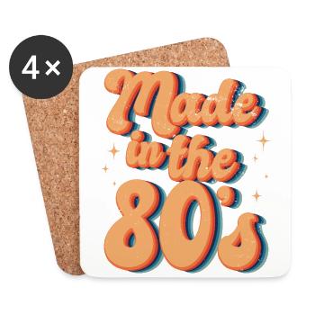 80er Jahre Retro KostümMottoparty Kostüm 90s Party - Untersetzer (4er-Set) - Weiß - Vorne