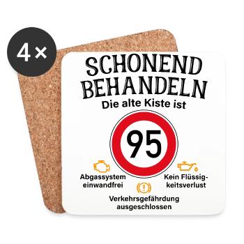 95. Geburtstag Schonend Behandeln 95 Alte Kiste 95 - Untersetzer (4er-Set) - Weiß - Vorne