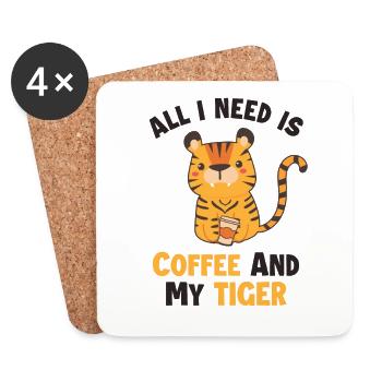 Coffee and my Tiger King Tiger Wildcat - Coasters (set of 4) - white - Front