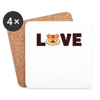 Tiger Love Raubkatze Königstiger Wildkatze - Untersetzer (4er-Set) - Weiß - Vorne