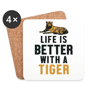 Life is Better with a Tiger Königstiger - Untersetzer (4er-Set) - Weiß - Vorne