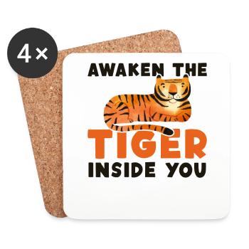 Awaken The Tiger Inside You Königstiger - Untersetzer (4er-Set) - Weiß - Vorne