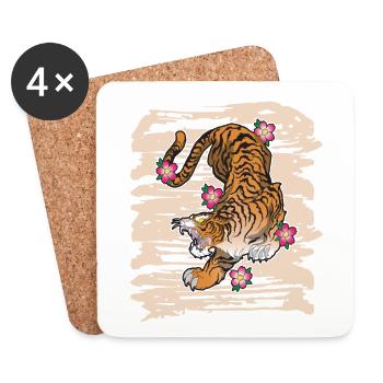 Wildkatze Raubkatze Königstiger Sibirischer Tiger - Untersetzer (4er-Set) - Weiß - Vorne