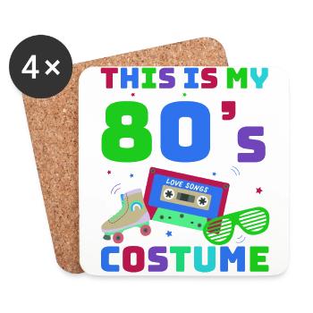 80er Jahre Retro KostümMottoparty Kostüm 90s Party - Untersetzer (4er-Set) - Weiß - Vorne