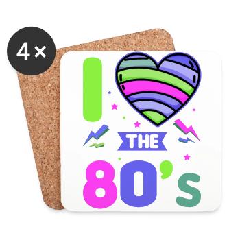 80er Jahre Retro KostümMottoparty Kostüm 90s Party - Untersetzer (4er-Set) - Weiß - Vorne