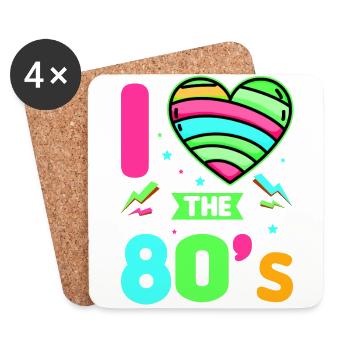 80er Jahre Retro KostümMottoparty Kostüm 90s Party - Untersetzer (4er-Set) - Weiß - Vorne