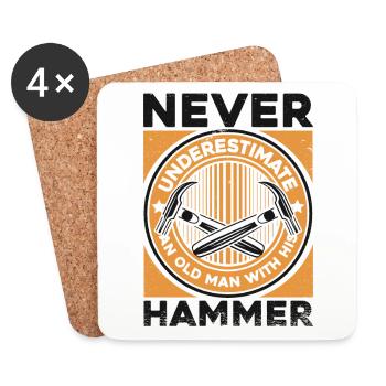 Never Underestimate Old Man With His Hammer - Coasters (set of 4) - white - Front
