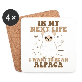 Dans ma prochaine vie, je veux être un alpaga Huacaya - Dessous de verre (lot de 4) - blanc - Devant