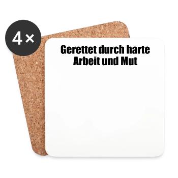 Feuerwehr - Gerettet durch harte Arbeit und Mut - Untersetzer (4er-Set) - Weiß - Vorne