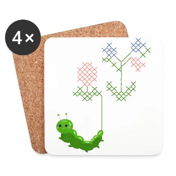 stickende Raupe - Untersetzer (4er-Set) - Weiß - Vorne