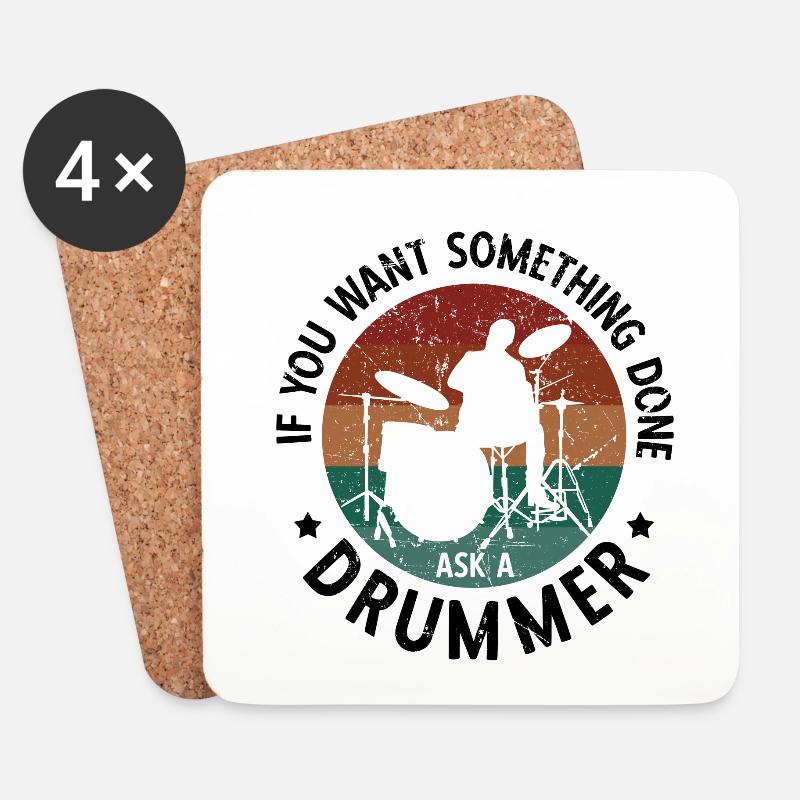 Schlagzeug Spieler Drummer - Untersetzer (4er-Set) - Weiß