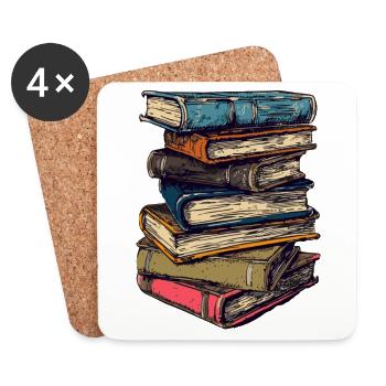 Stack of books for bookworms and bookworms - Coasters (set of 4) - white - Front