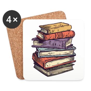 Stack of books for bookworms and bookworms - Coasters (set of 4) - white - Front