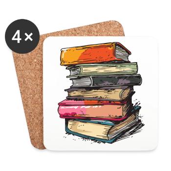 Stack of books for bookworms and bookworms - Coasters (set of 4) - white - Front