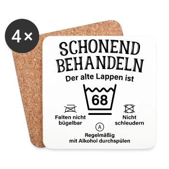 68. Geburtstag Schonend Behandeln Alte Lappen 68 - Untersetzer (4er-Set) - Weiß - Vorne