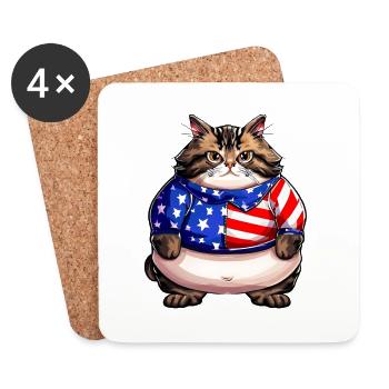 American Flag Cat - Coasters (set of 4) - white - Front