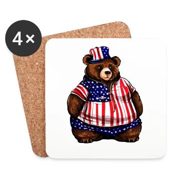Fat American Bear - Coasters (set of 4) - white - Front