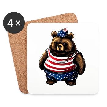 Fetter Amerikanischer Bär - Untersetzer (4er-Set) - Weiß - Vorne