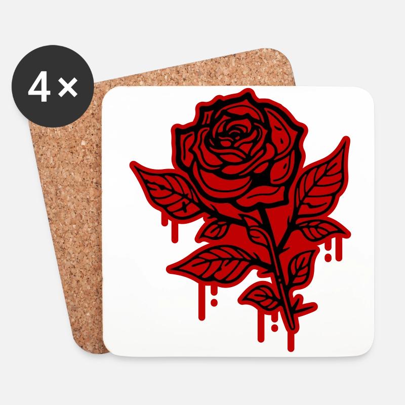 Rose Symbol - Untersetzer (4er-Set) - Weiß