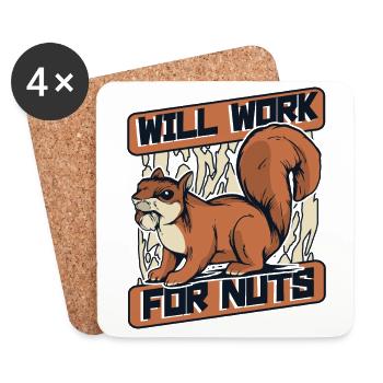 Will Work For Nuts Grauhörnchen Squirrel - Untersetzer (4er-Set) - Weiß - Vorne