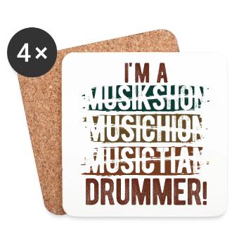 Schlagzeug Spieler Drummer - Untersetzer (4er-Set) - Weiß - Vorne