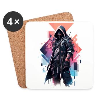 Epic Gamer Cyber Assassin with Robot Mask - Coasters (set of 4) - white - Front
