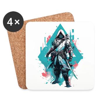 Epic Gamer Cyber Assassin in Pastel Blue - Coasters (set of 4) - white - Front