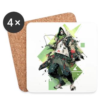 Epic Gamer Cyber Assassin in Green with Baggies - Coasters (set of 4) - white - Front