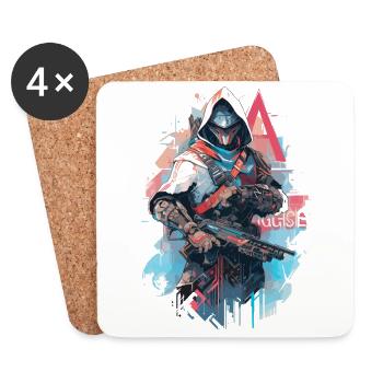 Epic Gamer Cyber Assassin Punk with Armor - Coasters (set of 4) - white - Front