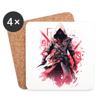 Epic Gamer Cyber Assassin Digital in Red - Coasters (set of 4) - white - Front