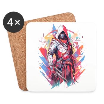 Epic Gamer Cyber Assassin from the Future - Coasters (set of 4) - white - Front