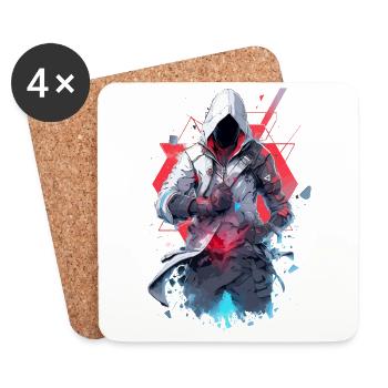 Epic Gamer Cyber Assassin with Dark Face - Coasters (set of 4) - white - Front
