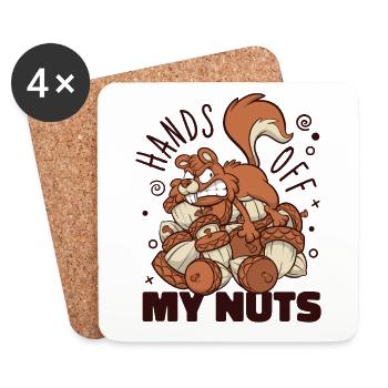 Hands Off My Nuts Grauhörnchen Squirrel - Untersetzer (4er-Set) - Weiß - Vorne