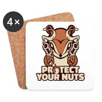 Protect Your Nuts Squirrel Fuchshörnchen - Untersetzer (4er-Set) - Weiß - Vorne