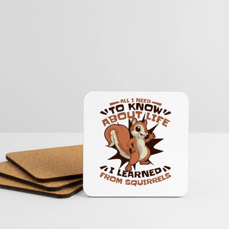 I learned from Squirrels Squirrel Fox Squirrel Coasters (set of 4)