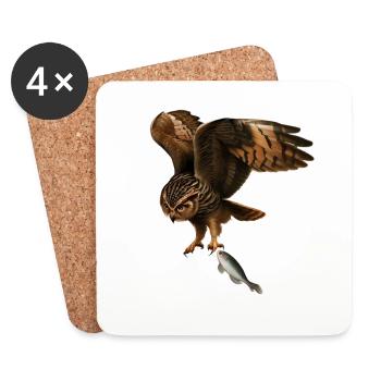 The fish-catching owl - Coasters (set of 4) - white - Front