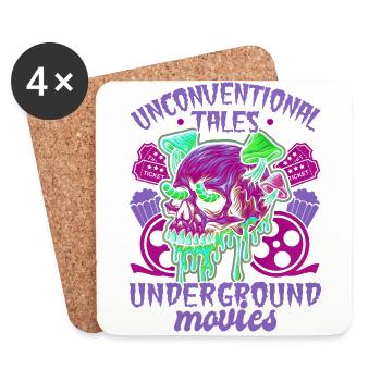 Underground Film, Independent Cinema, Horror - Untersetzer (4er-Set) - Weiß - Vorne