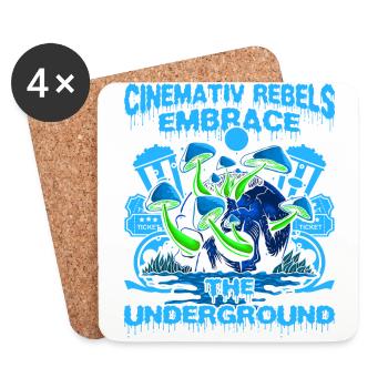 Underground Film, Independent Cinema, Horror - Untersetzer (4er-Set) - Weiß - Vorne
