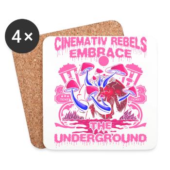 Underground Film, Independent Cinema, Horror - Untersetzer (4er-Set) - Weiß - Vorne