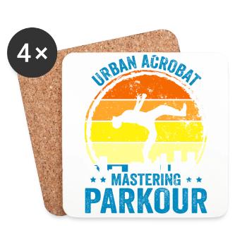 Parkour, Freerunning, Street Workout, Acrobatique - Dessous de verre (lot de 4) - blanc - Devant