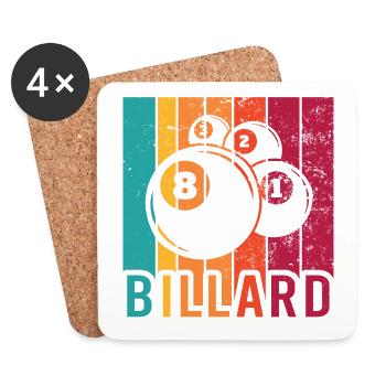 Billard, Billard de billard, Club de snooker, Club de billard - Dessous de verre (lot de 4) - blanc - Devant