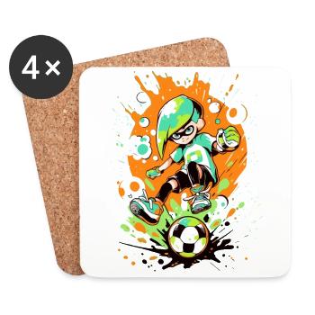 Joueur de football cool dans le look de jeu d’art de rue - Dessous de verre (lot de 4) - blanc - Devant