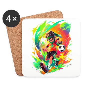 Joueur de football unique de jeu de street art - Dessous de verre (lot de 4) - blanc - Devant