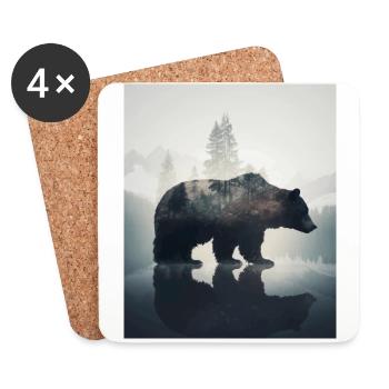 Ours majestueux dans les montagnes sur Forest - Dessous de verre (lot de 4) - blanc - Devant
