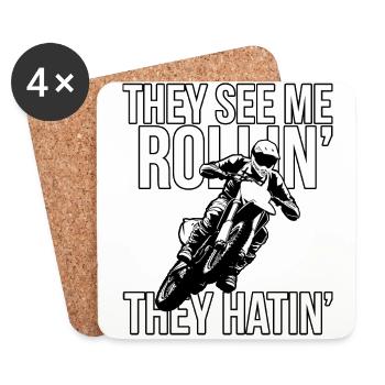 Dirtbike Lover They see me Rollin - Coasters (set of 4) - white - Front
