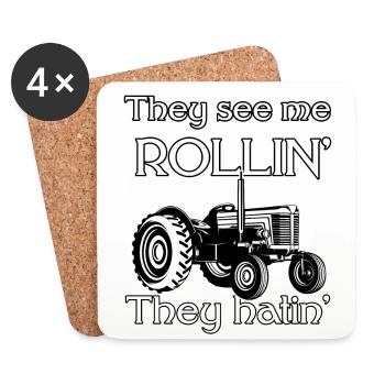 Rollin' Pride : libérez la puissance du tracteur - Dessous de verre (lot de 4) - blanc - Devant