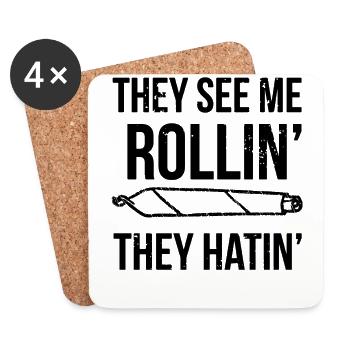 Rollin High embrasse l’amateur de médecine des plantes froides - Dessous de verre (lot de 4) - blanc - Devant