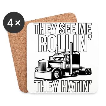 Rollin Thunder Embrace the Power of the Truck - Coasters (set of 4) - white - Front