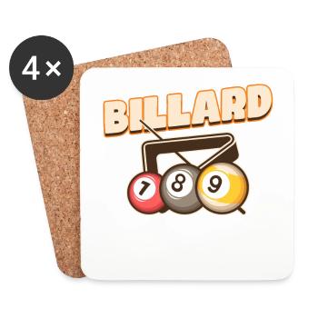Billiard Poolbillard Snooker Verein Club Billard - Untersetzer (4er-Set) - Weiß - Vorne